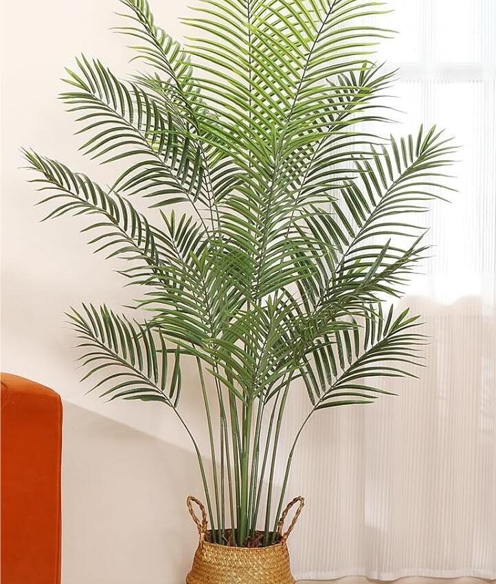 6ft Artificial Areca Palm Tree with Seagrass Basket - Faux Tropical Plant, Set of 2