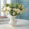 3Pcs White Rose & Eucalyptus Artificial Flower Bouquets for Decor - Image 3