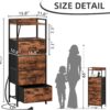 "Tall Nightstand with Charging Station & LED Light – 4-Drawer Dresser with Fabric Bins" - Image 3