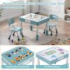 "4-in-1 Kids Table & 2 Chairs Set – Activity Table for Ages 3-10 (Grayish Blue)" - Image 3