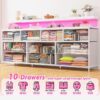 55" White Dresser with 10 Drawers, LED Lights & Power Outlets – Metal Frame for Bedroom or Closet - Image 3