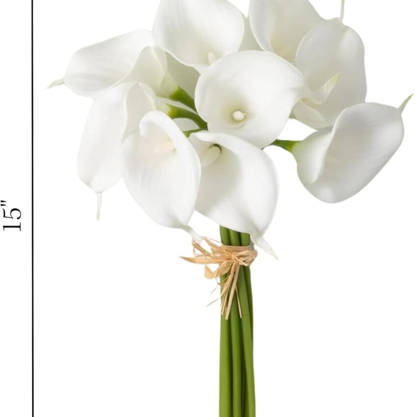 Sullivans 15" White Artificial Calla Lily Bouquet – Faux Flowers for Home & Office Décor