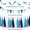 33pcs Navy Blue White Silver Party Decor Kit – Banner, Pom Poms, Lanterns, Garland for Graduation, Wedding, Birthday - Image 2
