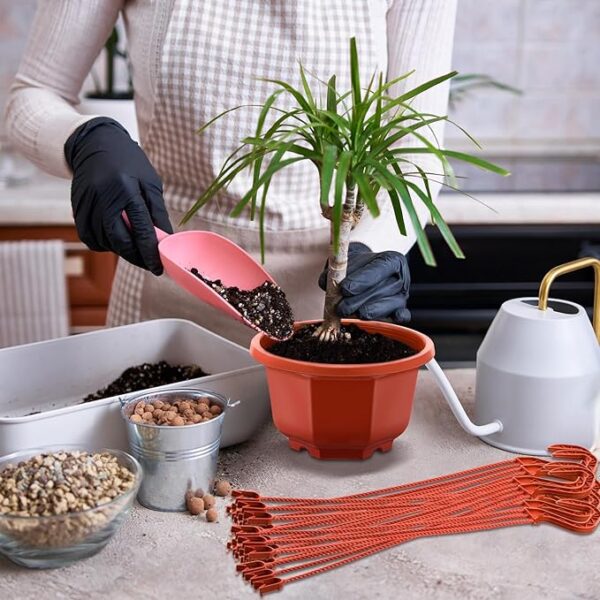 50-Pack 5.2" Plastic Hanging Plant Pots with Drainage & Hooks (Brown, Large)