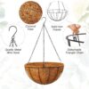 8-Pack 14" Metal Hanging Planters with Coconut Coir Liners & Chains - Image 2