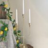 3-Arm Brass-Finish Metal Candelabra, 20.5" Tall for Weddings & Events - Image 3