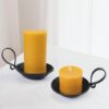 2 Pcs Matte Black Iron Pillar Candle Holders with Handle & Safety Spike – Industrial Table Decor - Image 4