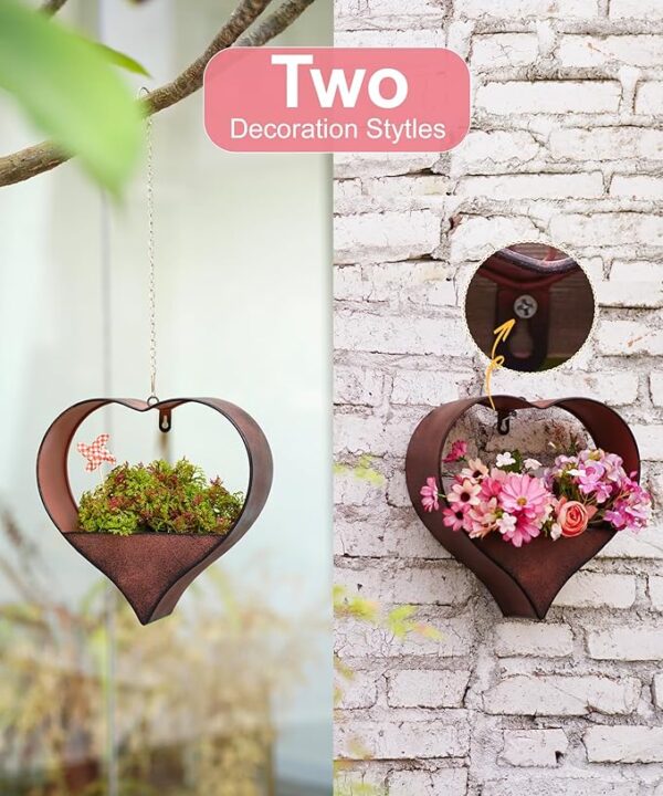 Rustic Heart-Shaped Metal Plant Hangers for Indoor/Outdoor Decor – Perfect Gift for Mom