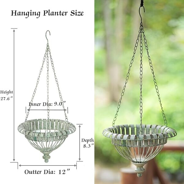 Set of 2 Hand-Crafted Metal Hanging Planters for Indoor/Outdoor Garden, Patio, Porch