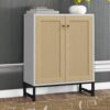 Rattan 2-Door Storage Cabinet – Accent Sideboard for Living Room or Kitchen (Natural) - Image 4