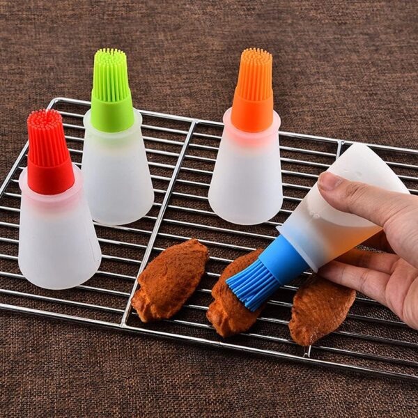 4-Piece Silicone Basting Brush Set – BBQ & Pastry Oil/Honey/Sauce Bottle Brushes (Red)