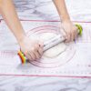 Adjustable Stainless Steel Rolling Pin & Red Pastry Mat Set – Dough Roller with Thickness Rings for Baking - Image 4