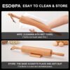 Classic Wood Rolling Pin – 17" Wooden Dough Roller with Silicone Mat Set for Baking Pie Crust, Cookies, Pizza & Bread - Image 3