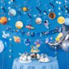 Outer Space Party Decorations Set – 2 Banners, 10 Planet Streamers & Star Garlands - Image 2