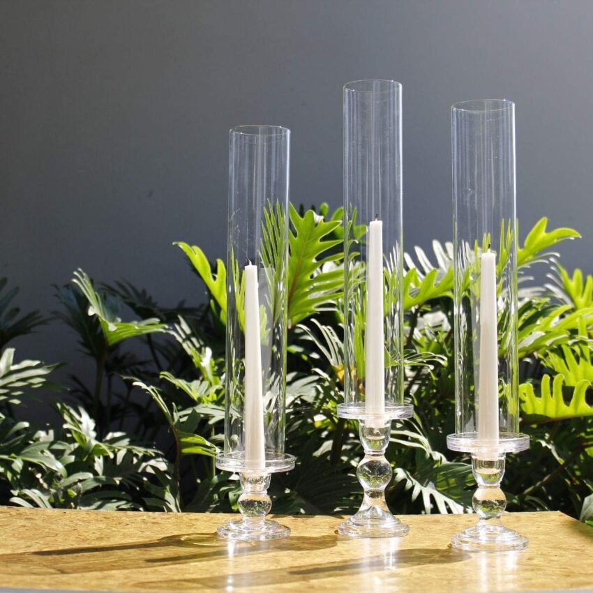 6 Pcs 14" Glass Hurricane Candle Tubes – Open-Ended Cylinder Shades
