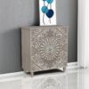 65" Curved Corner Cabinet – 5-Tier Freestanding Bookcase with Glass Doors & Adjustable Shelves (Distressed White) - Image 6