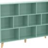 3-Tier Wooden Bookcase with Legs – 10-Cube Open Shelf, Tiffany Green - Image 2