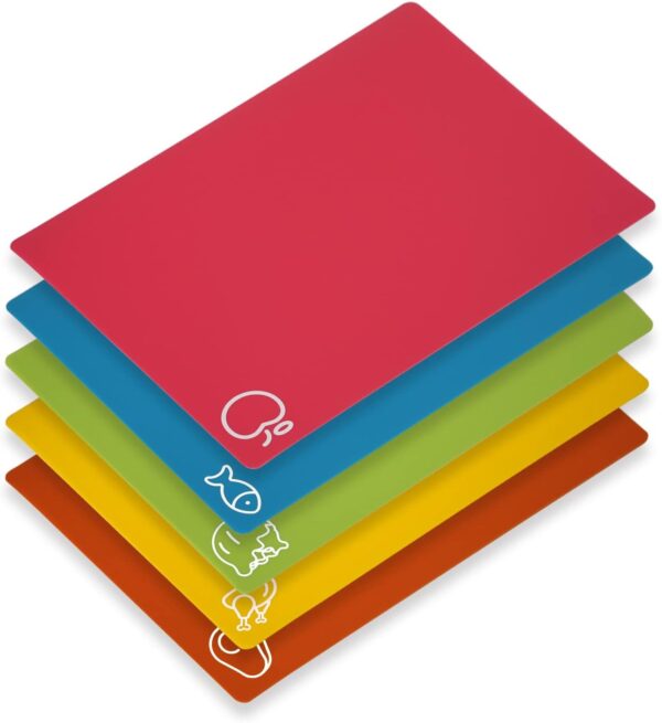 5-Piece Flexible Cutting Board Set – BPA-Free, Non-Slip Mats for Meat & Veggies