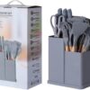 19-Piece Kitchenware & Knife Set – 9 Silicone Utensils, 5 Chef Knives, Scissors, Whisk, Tongs & Cutting Board (Gray) - Image 4