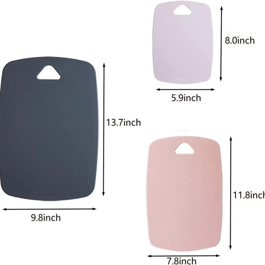 3-Piece Plastic Cutting Board Set – Thick, Easy Grip Handle & Dishwasher Safe (Pink)