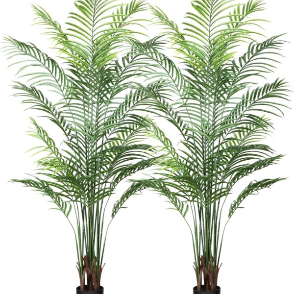 2-Pack 6ft Artificial Areca Palm Trees for Indoor/Outdoor Decor