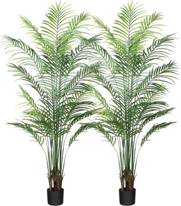 2-Pack 6ft Artificial Areca Palm Trees for Indoor/Outdoor Decor