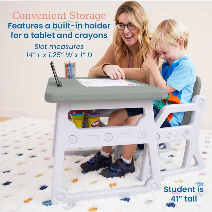 "Toddler Desk & Chair Set – Grey"