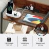 "Tall Nightstand with Charging Station & LED Light – 4-Drawer Dresser with Fabric Bins" - Image 5