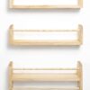 Set of 3 Natural Wood Nursery Wall Shelves with Towel Bar – Hanging Bookshelves for Kids Room & Kitchen - Image 2