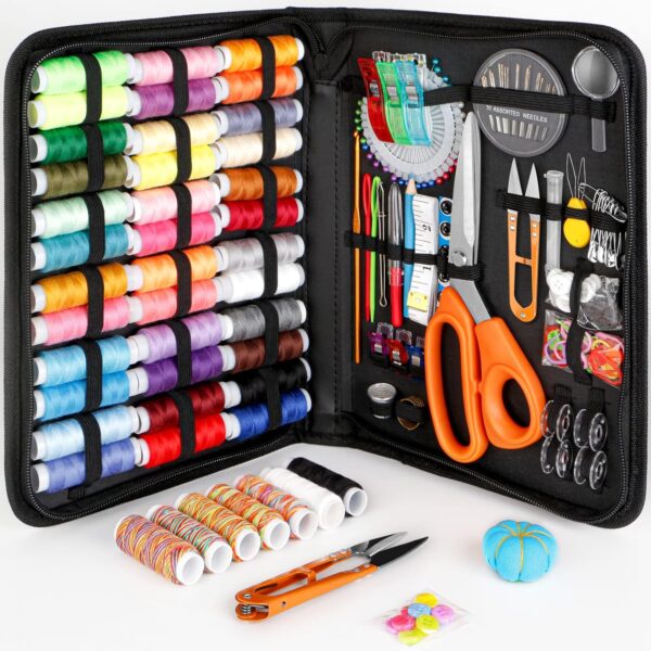 Sewing Kit for Adults, Professional Needle & Thread Set with Scissors, 43 Threads, 30 Needles, Thread Snips & More for Home, Travel & Beginners