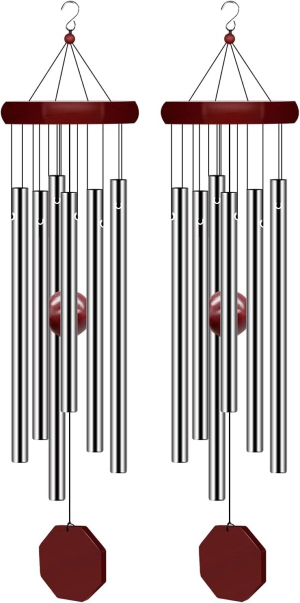 2-Pack Memorial Wind Chimes – Deep Tone Sympathy Chimes with 6 Tuned Tubes for Garden & Home
