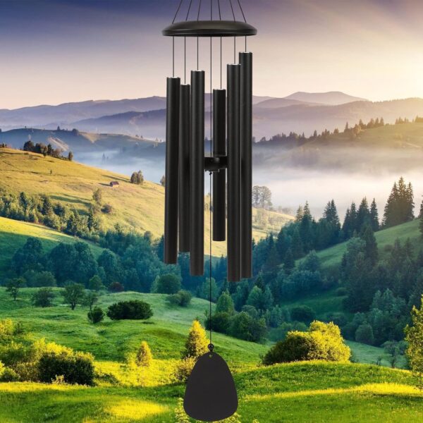 32" Black Wind Chimes, Deep Tone Soothing Melodic Tones, Outdoor Memorial Gift for Mom, Women, Grandma, Neighbors