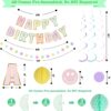 Pastel Birthday Decorations – Pre-Strung Banner, Honeycomb Balls, Swirls & Garland (No DIY Needed) - Image 2