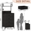 Black Nightstand with LED & Charging Station – 4 Drawers + Shelf - Image 6