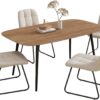 55.1" Modern Dining Table Set for 4 – Walnut Table with 4 White Leather Chairs - Image 6