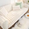 Shaggy Faux Fur Couch Cover – Thick, Non-Slip Sofa Protector for Pets & Kids (Cream, 28"x28") - Image 4