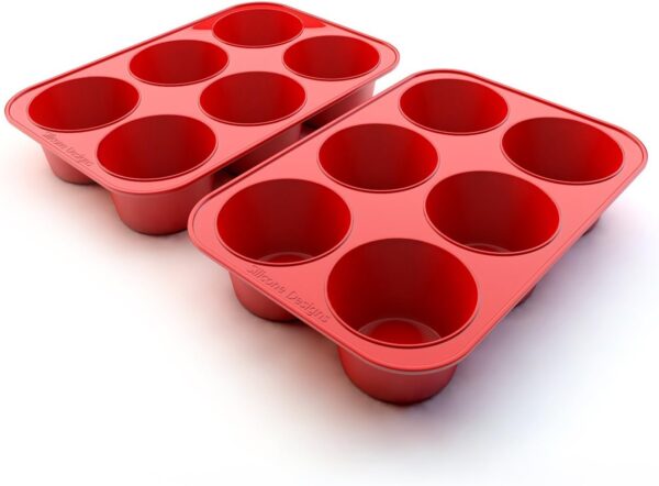2-Pack Silicone Texas Muffin Pan – 6-Cup Jumbo Non-Stick Muffin Maker (BPA-Free)