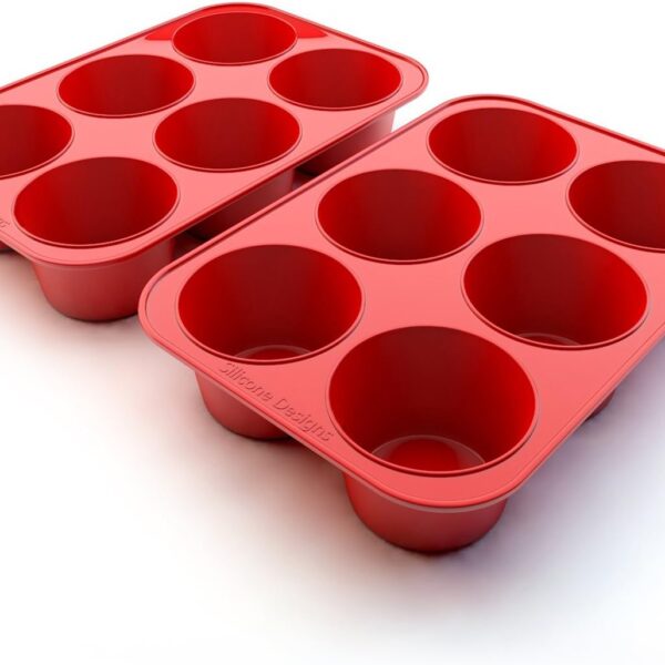2-Pack Silicone Texas Muffin Pan – 6-Cup Jumbo Non-Stick Muffin Maker (BPA-Free)
