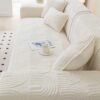Velvet Quilted Couch Cover – Non-Slip, Soft Sofa Protector for Pets & Kids (Cream, 28"x28") - Image 4