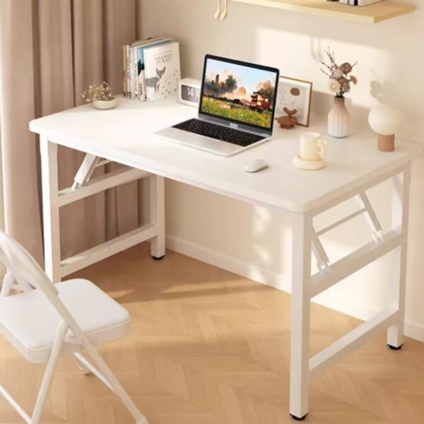31.5" White Folding Desk – No Assembly, Space-Saving Table for Small Spaces