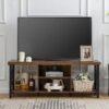 TV Stand for up to 55" TVs – Rustic Brown Console with Open Storage - Image 4
