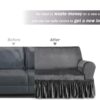 1-Piece Stretch Sofa Cover with Skirt – Super Soft, Washable Slipcover for Living Room (Grey) - Image 7