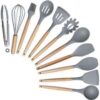 19-Piece Kitchenware & Knife Set – 9 Silicone Utensils, 5 Chef Knives, Scissors, Whisk, Tongs & Cutting Board (Gray) - Image 2
