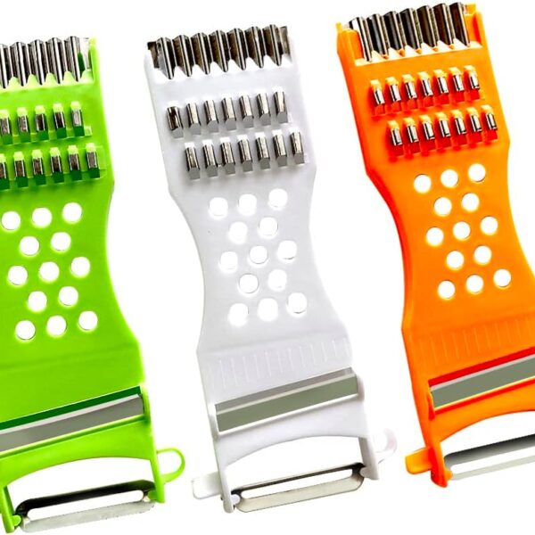 3-Piece 5-in-1 Handheld Kitchen Peeler & Grater Set – Multifunction Slicer Tool for Veggies & Fruit