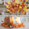 2PCS Fall Maple Leaf & Berry Stems – 26" Artificial Autumn Spray for Vase or Table Décor - Image 4