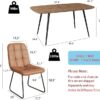 "47.2'' Walnut Dining Table Set with 4 Brown Leather U-Shaped Chairs" - Image 5