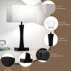 Set of 2 Touch Bedside Lamps – 3-Way Dimmable with USB-C & A Ports, Bulbs Included - Image 3