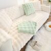 Shaggy Faux Fur Couch Cover – Thick, Non-Slip Sofa Protector for Pets & Kids (Cream, 28"x28") - Image 3