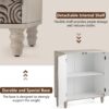 65" Curved Corner Cabinet – 5-Tier Freestanding Bookcase with Glass Doors & Adjustable Shelves (Distressed White) - Image 4