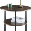 Large Rustic Round End Table – Solid Wood with Shelf & Black Metal Legs - Image 4